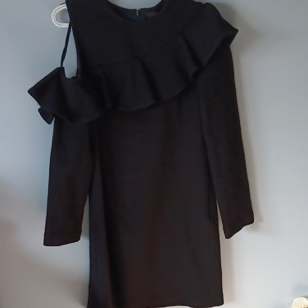 Jill Stuart Elegant Black wool Ruffled Dress